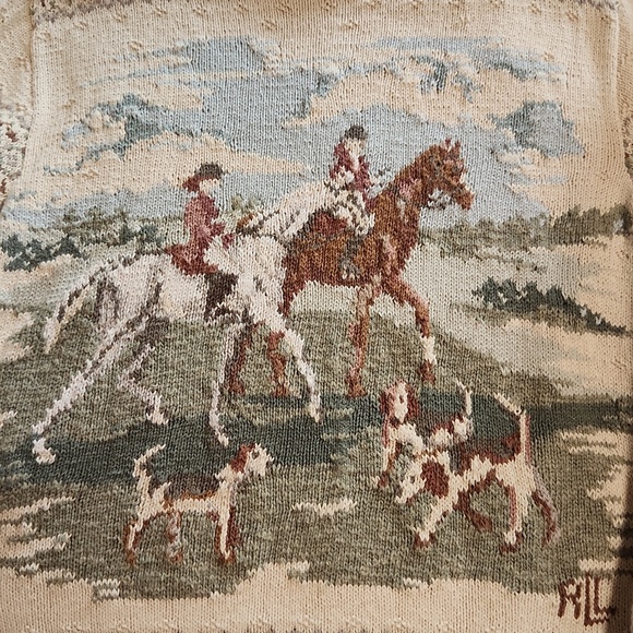 Vintage Lauren Ralph Lauren RARE Equestrian Hand-Knit Sweater Large - Picture 3 of 11